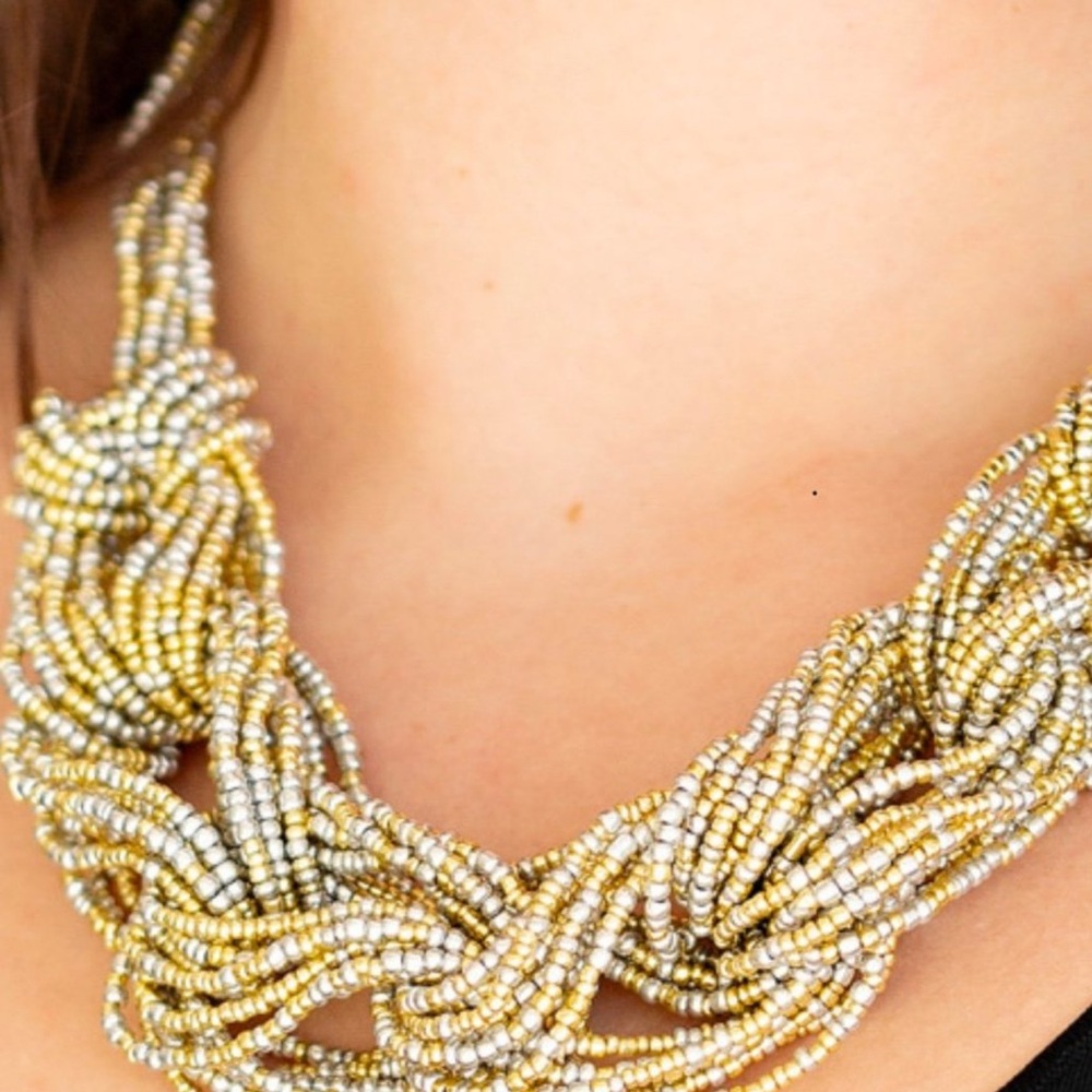 Paparazzi Gold and Silver Braided Necklace